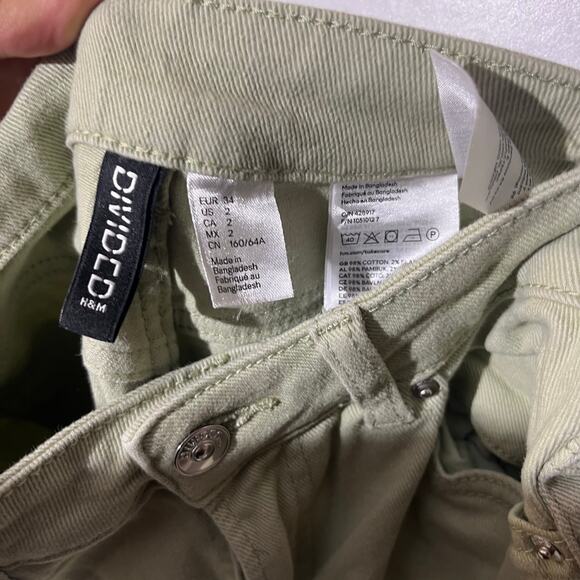 H&M Green Classic Slim Straight Chino Pants Womans Size 2 - Picture 4 of 7